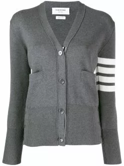 Thom Browne 4-Bar crepe V-neck cardigan