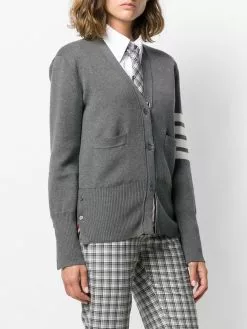 Thom Browne 4-Bar crepe V-neck cardigan