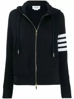 Thom Browne 4-Bar waffle stitch zip-up hoodie