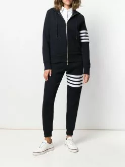 Thom Browne 4-Bar waffle stitch zip-up hoodie