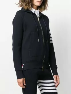 Thom Browne 4-Bar waffle stitch zip-up hoodie