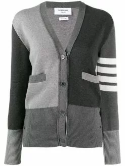 Thom Browne Funmix 4-Bar v-neck cardigan