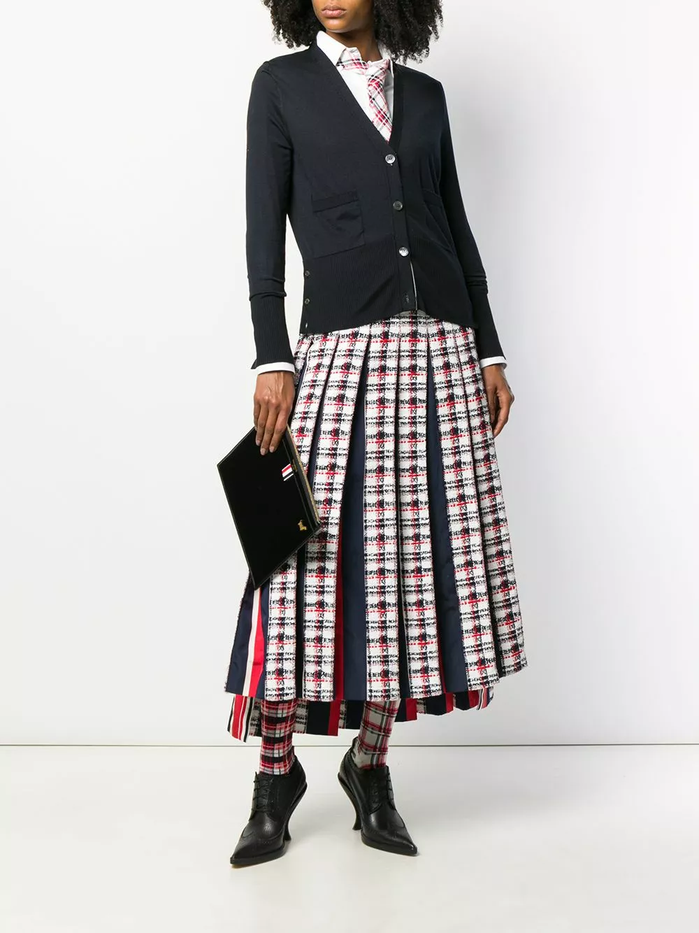 Thom Browne Intarsia stripe v neck cardigan cardigans of women 2 Thom Browne intarsia-stripe v-neck cardigan