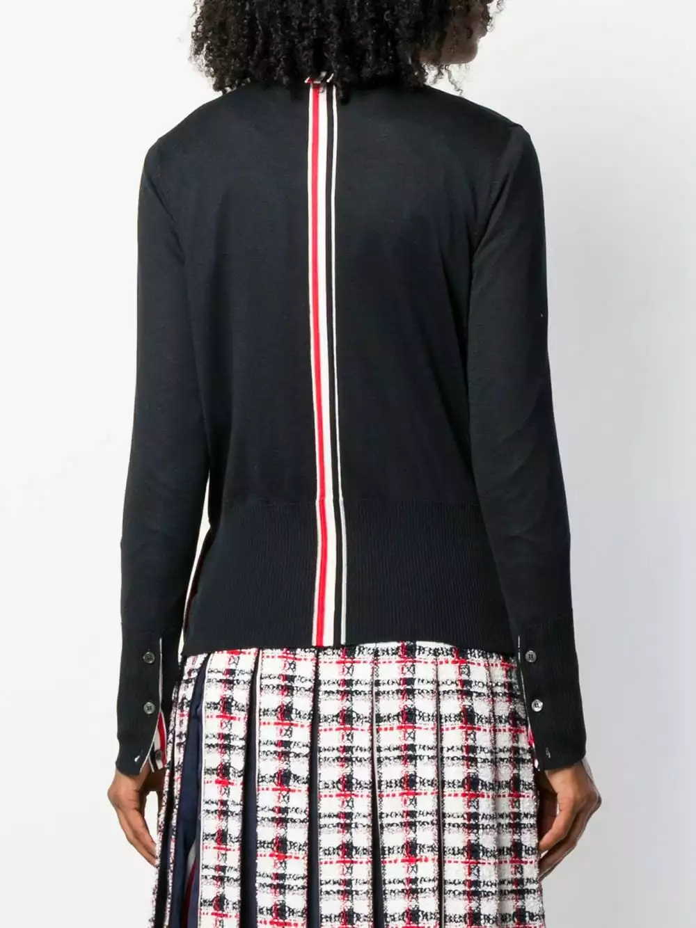 Thom Browne Intarsia stripe v neck cardigan cardigans of women 4 Thom Browne intarsia-stripe v-neck cardigan