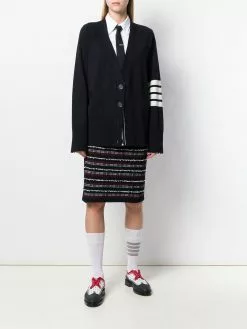 Thom Browne 4-bar raglan sleeved V-neck cardigan