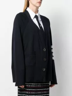 Thom Browne 4-bar raglan sleeved V-neck cardigan