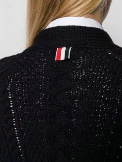 Thom Browne 4-Bar stripe cardi-coat