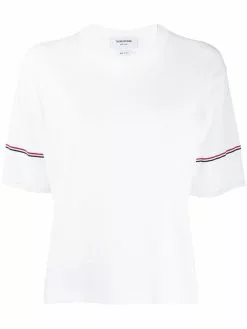 Thom Browne short-sleeved RWB-detail T-shirt