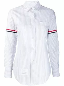 Thom Browne vertical-stripe RWB-detail shirt