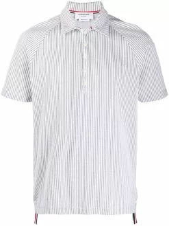 Thom Browne seersucker raglan sleeve polo shirt