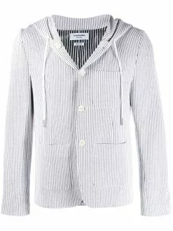 Thom Browne seersucker striped hooded blazer