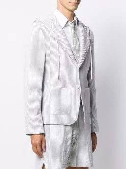 Thom Browne seersucker striped hooded blazer