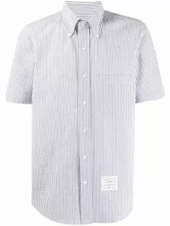 Thom Browne striped short-sleeved seersucker shirt