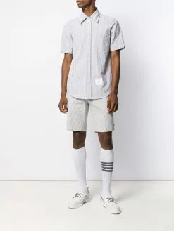 Thom Browne striped short-sleeved seersucker shirt