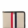 Thom Browne military canvas striped gusset folio