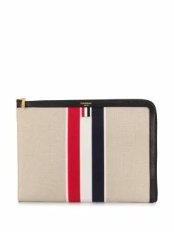 Thom Browne military canvas striped gusset folio