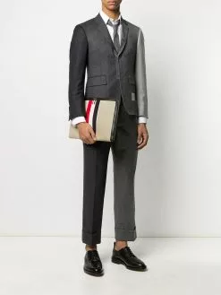 Thom Browne military canvas striped gusset folio