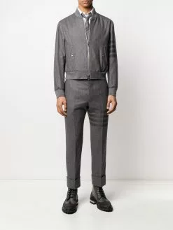 Thom Browne tonal 4-Bar flannel blouson jacket