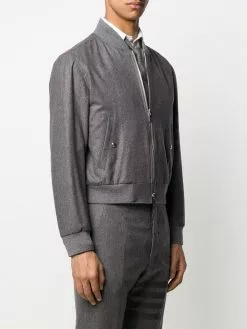 Thom Browne tonal 4-Bar flannel blouson jacket