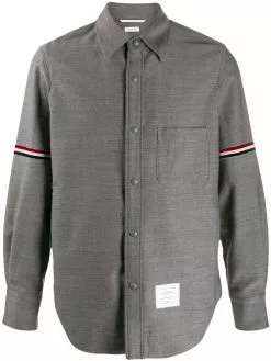 Thom Browne tricolour velvet stripe shirt jacket