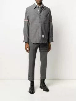 Thom Browne tricolour velvet stripe shirt jacket