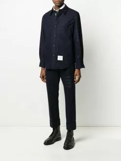 Thom Browne flannel tonal 4-Bar shirt jacket