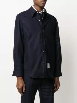 Thom Browne flannel tonal 4-Bar shirt jacket
