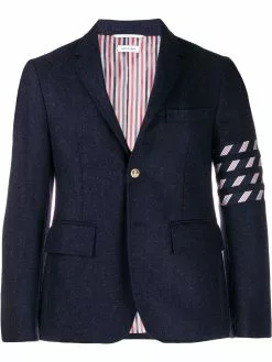 Thom Browne seamed 4-Bar silk stripe blazer