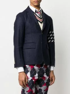 Thom Browne seamed 4-Bar silk stripe blazer