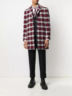 Thom Browne tartan-check tweed cashmere overcoat