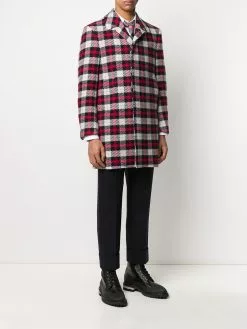 Thom Browne tartan-check tweed cashmere overcoat