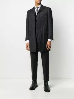Thom Browne chalk-stripe Chesterfield overcoat