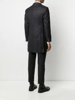 Thom Browne chalk-stripe Chesterfield overcoat