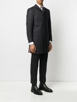 Thom Browne chalk-stripe Chesterfield overcoat