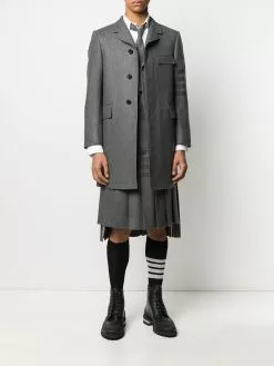 Thom Browne tonal 4-Bar Chesterfield overcoat