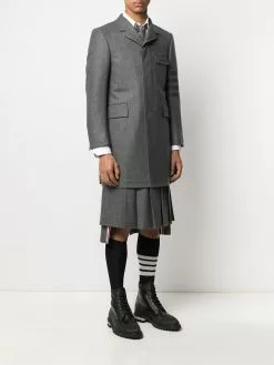 Thom Browne tonal 4-Bar Chesterfield overcoat