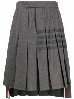 Thom Browne knee-length pleated 4-Bar striped skirt