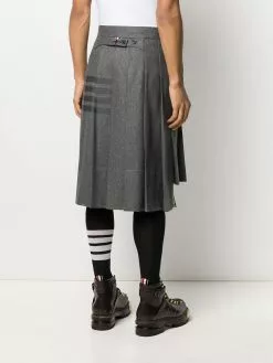 Thom Browne knee-length pleated 4-Bar striped skirt