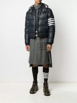 Thom Browne knee-length pleated 4-Bar striped skirt