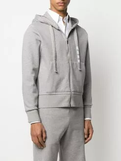 Thom Browne 4-Bar double-knit zip-up hoodie