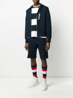 Thom Browne 4-Bar double-knit zip-up hoodie