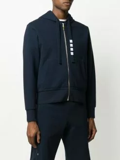 Thom Browne 4-Bar double-knit zip-up hoodie