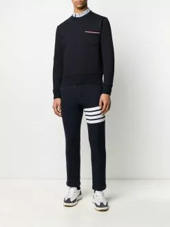 Thom Browne loopback stripe pocket sweatshirt