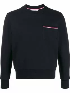 Thom Browne loopback stripe pocket sweatshirt