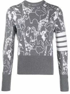 Thom Browne 4-Bar animal intarsia jumper