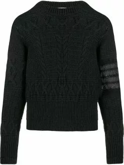 Thom Browne Aran cable tonal 4-Bar jumper