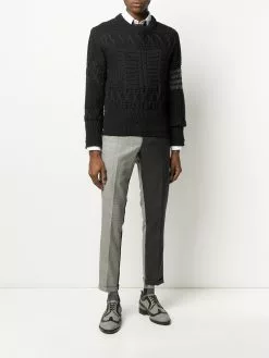 Thom Browne Aran cable tonal 4-Bar jumper