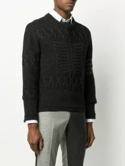Thom Browne Aran cable tonal 4-Bar jumper