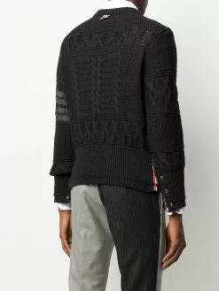 Thom Browne Aran cable tonal 4-Bar jumper