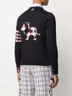 Thom Browne 4-Bar Lion Icon jacquard cardigan